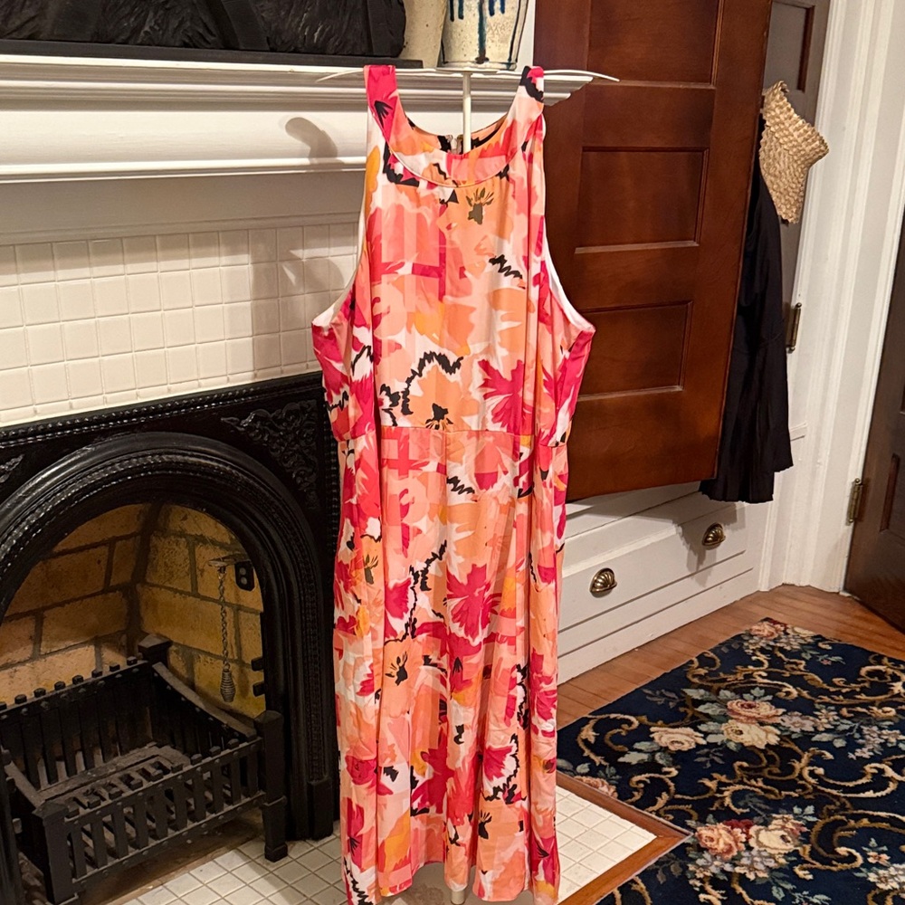 The Limited Pink and Orange Floral Midi Dress- worn about 5 times